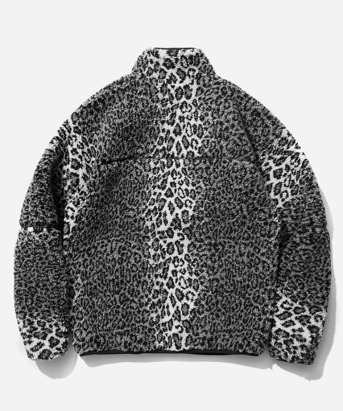 SP Leopard Boa Fleece Zip Up Jacket-Gray