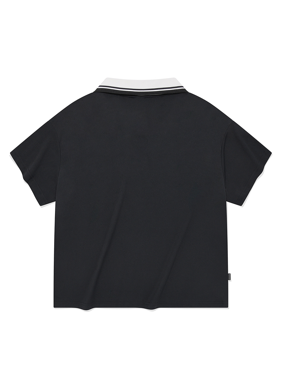 SP 하트 엠블럼 로고 라인 카라 티셔츠-블랙