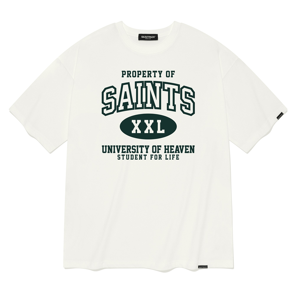 세인트페인 XXL 로고 반팔 티셔츠-크림