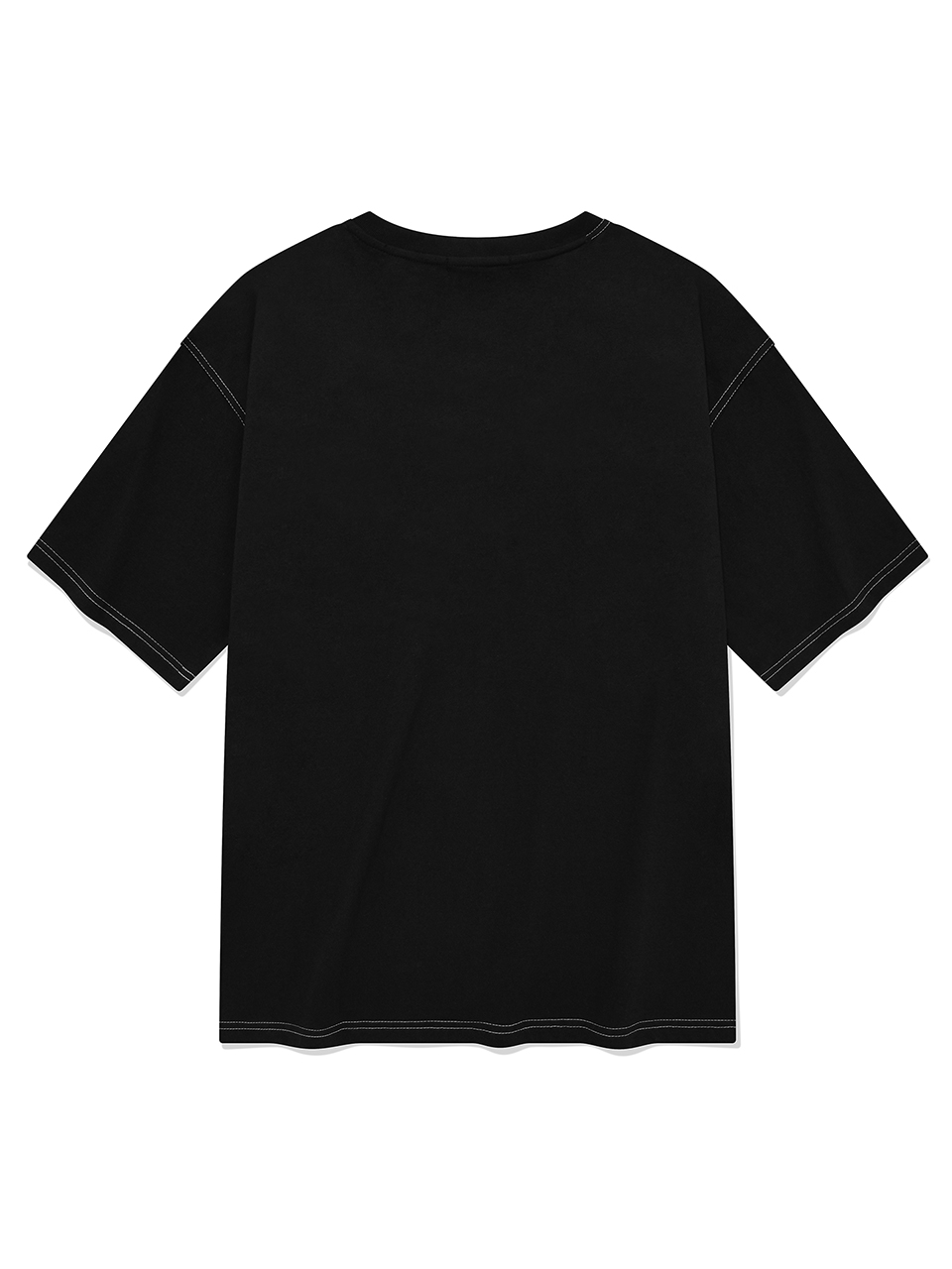 SP 아웃라인 스티치 브이넥 티셔츠-블랙