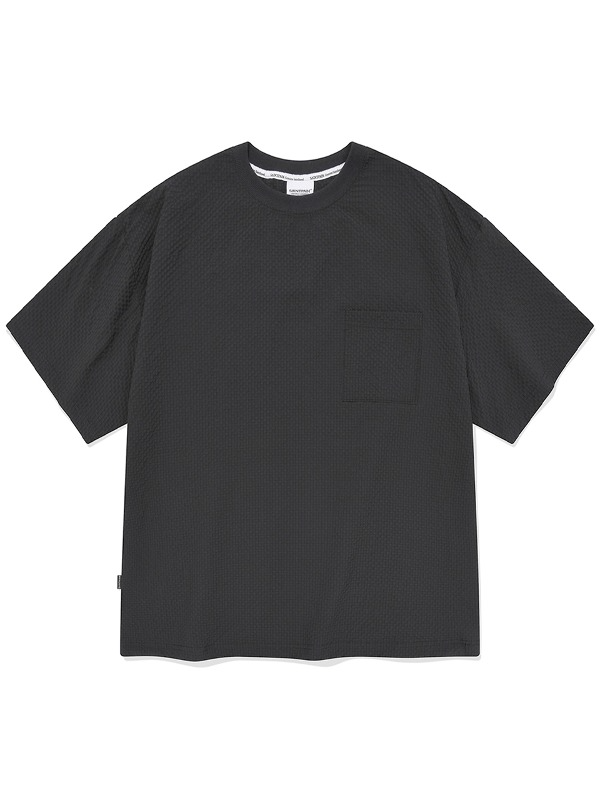 SP 시어서커 포켓 티셔츠-블랙