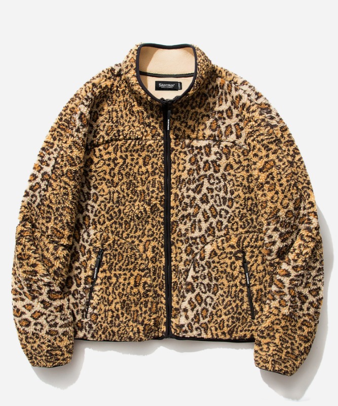 SP Leopard Boa Fleece Zip Up Jacket-Yellow
