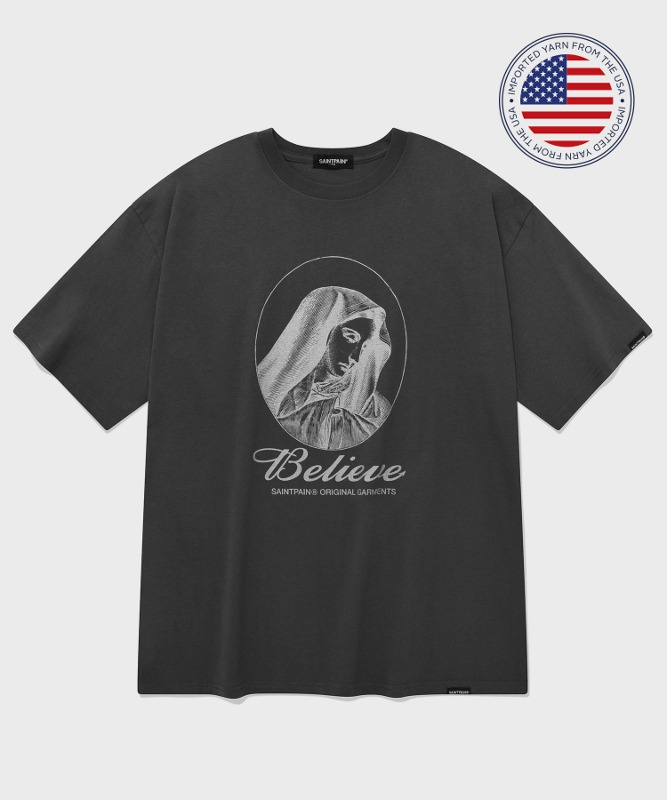 SP BEILEVE MARY T SHIRTS-CHARCOAL
