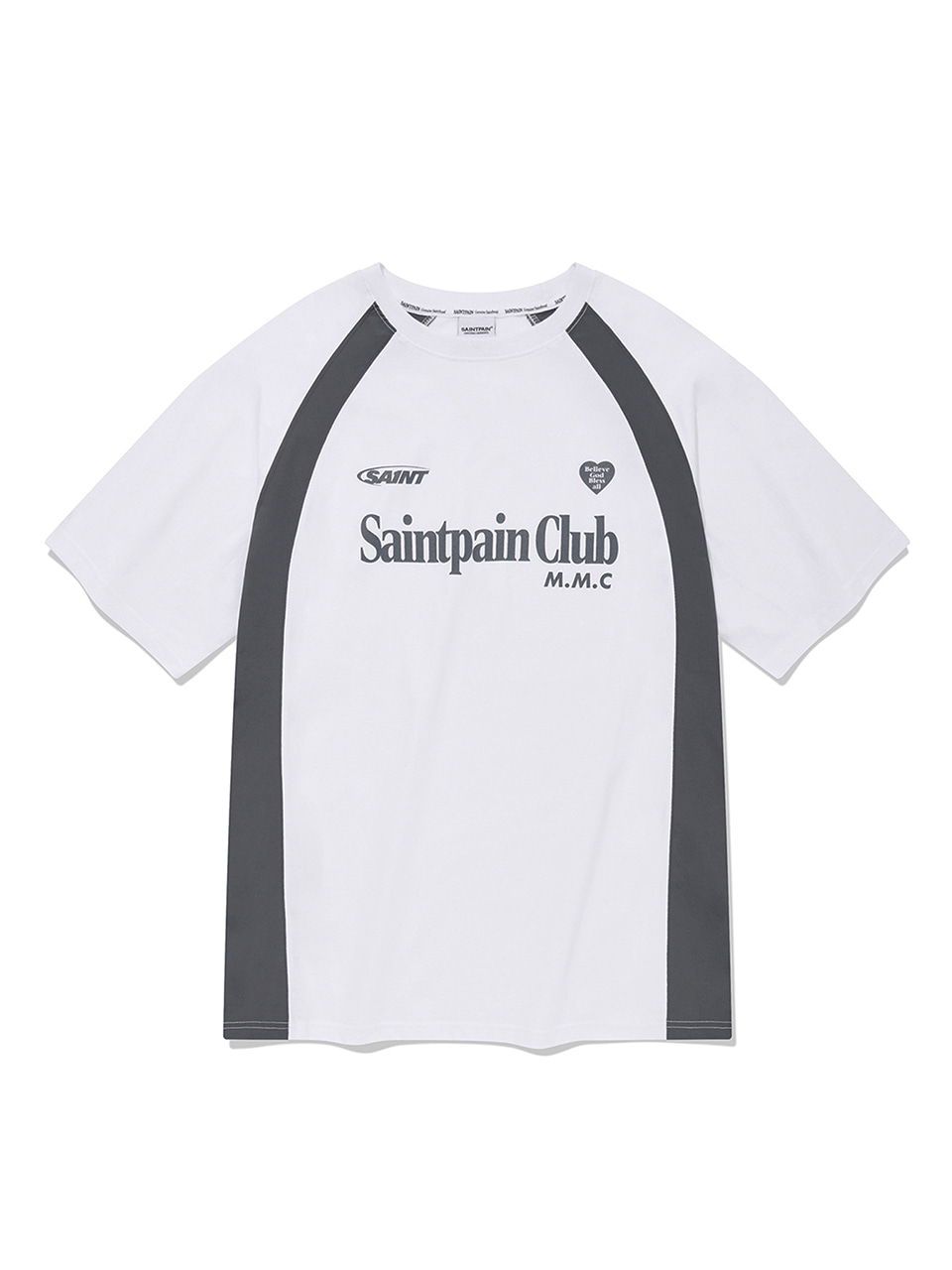 SP 하트 로고 엠블럼 라인 티셔츠-화이트
