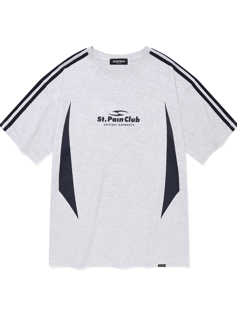SP 서클 로고 엠블럼 라인 티셔츠-에쉬멜란지